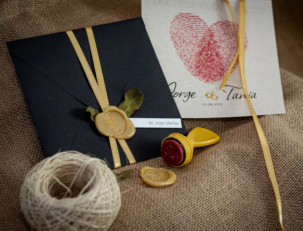 Elegant custom invitation suite with wax seals