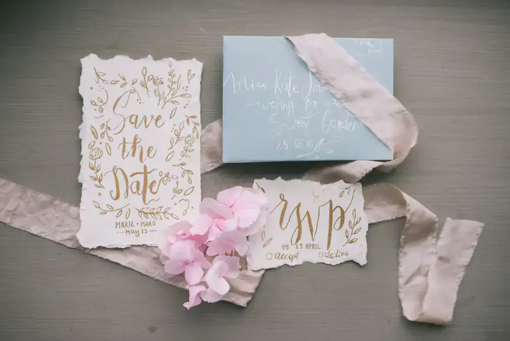 Elegant classical script on wedding stationery