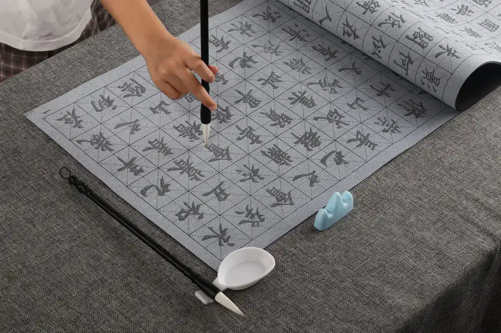 Archival calligraphy practice pad with grid lines